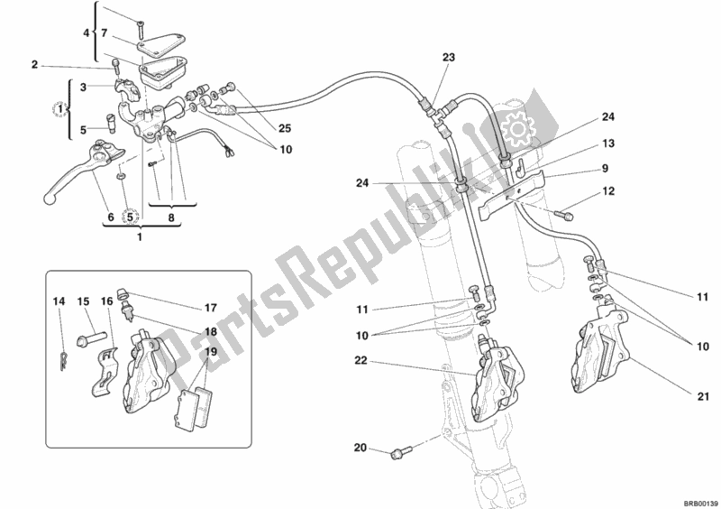 Todas las partes para Sistema De Freno Delantero de Ducati Multistrada 1100 S USA 2008